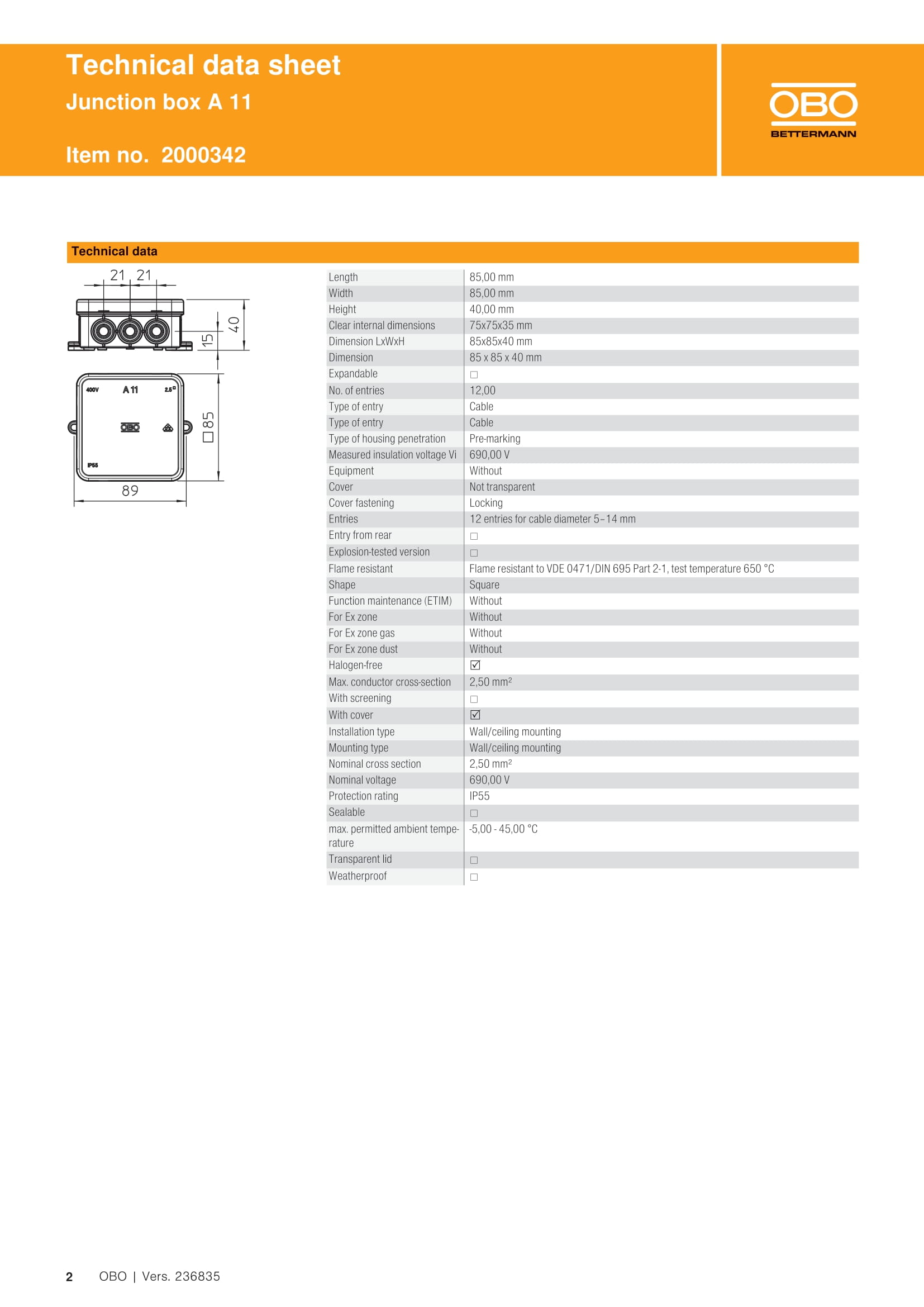 Junction box A 11