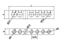 Delikli Pano Topraklama Klemensi 6,5x9mm² 15 Delikli 80A