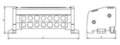 2 Kutuplu Kapaklı Dağıtıcı Ünite  15x10mm² 15 Delikli 250A