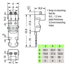 221-523 Montaj taşıyıcısı; 3 iletkenli klemensler için 10 Adet