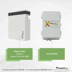3 kWe / 5.46 kWp Hybrid Monofaze Solar Paket Sistem - LifePo4 Akü Kapasitesi 5,8 kWh
